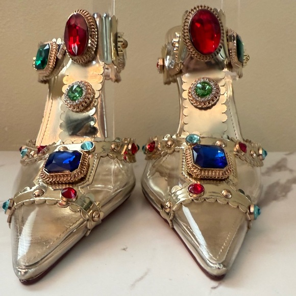 Azalea Wang Zya Multi Gem Stone Gold Stilettos, Size 10, NWOB - Picture 5 of 12